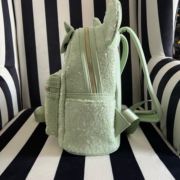 Disney Loungefly Mint Green Sequin Minnie Mouse Backpack (Rare!) - Picture 3 of 7